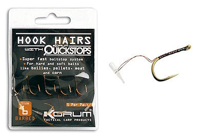 Korum Barbless Hook hairs & Quickstops